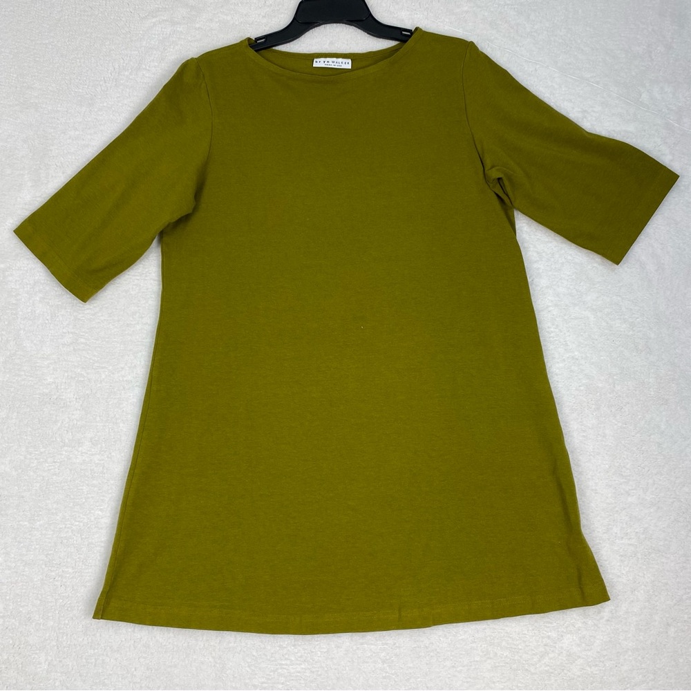 Bryn Walker Shirt Dress Bamboo Organic Cotton Green Stretch Women’s Size Small